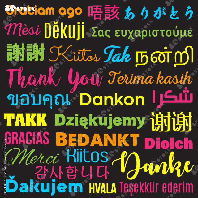 Thank you words in all languages of the world. Vector EPS 10