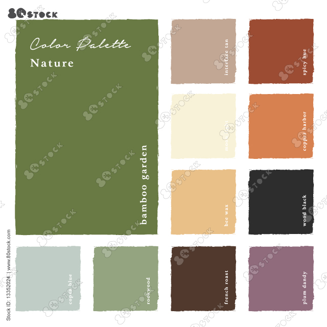 Shades of the nature color palette. Suitable for Branding, Interior, Invitation card, and Fashion. Vector EPS 10