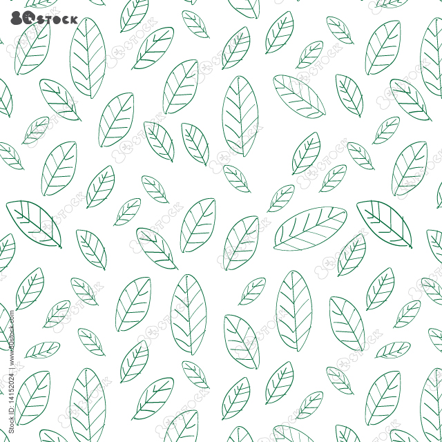 Leaves pattern design. Vector nature background. Vector abstract line leaves drawn pattern background.