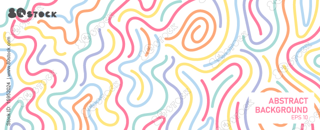 Pastel colorful line doodle seamless pattern. Creative minimalist style art abstract background with bright cute elements. Simple childish scribble wallpaper print. Colorful swirls, circles, lines.