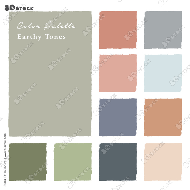 Shades of the earthy tones color palette. Suitable for Branding, Interior, Invitation card, and Fashion. Vector EPS 10